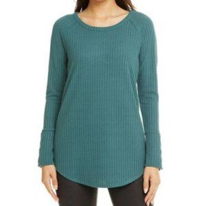 Chaser Teal Thermal Waffle Knit Sweater Pullover